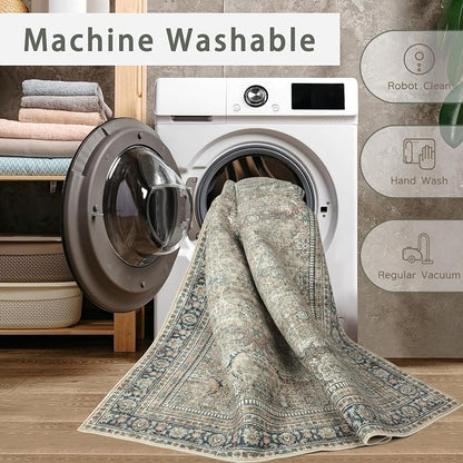 Green Retro 8x10 Washable Area Rugs - Image 4