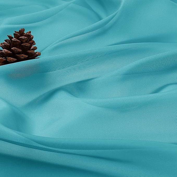 Sheer Turquoise Curtains, Sheer Curtains 63 inch Length 2 Panels Set, Rod - Image 8
