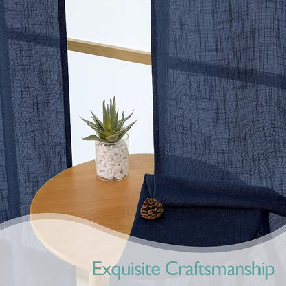 Chyhomenyc Navy Blue Semi Sheer Curtains 84 Inches Long 2 Panels Set, Light - Image 6