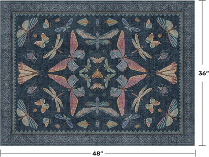 Washable 3x4 Entryway Rug, Non Slip Vintage Area Rug - Image 2
