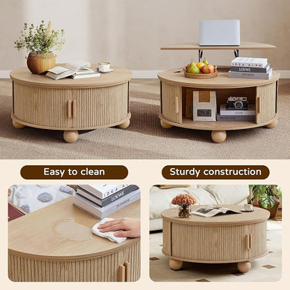 Fluted Round Lift Top Coffee Table - Image 5