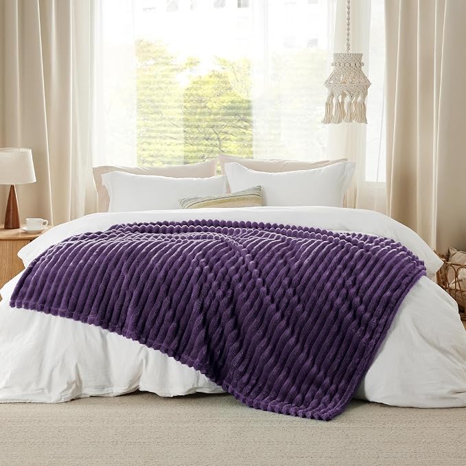 Bedsure Soft Twin Blanket for Bed Decor Gifts Purple 60"x80" | Birthday Gifts - Image 9