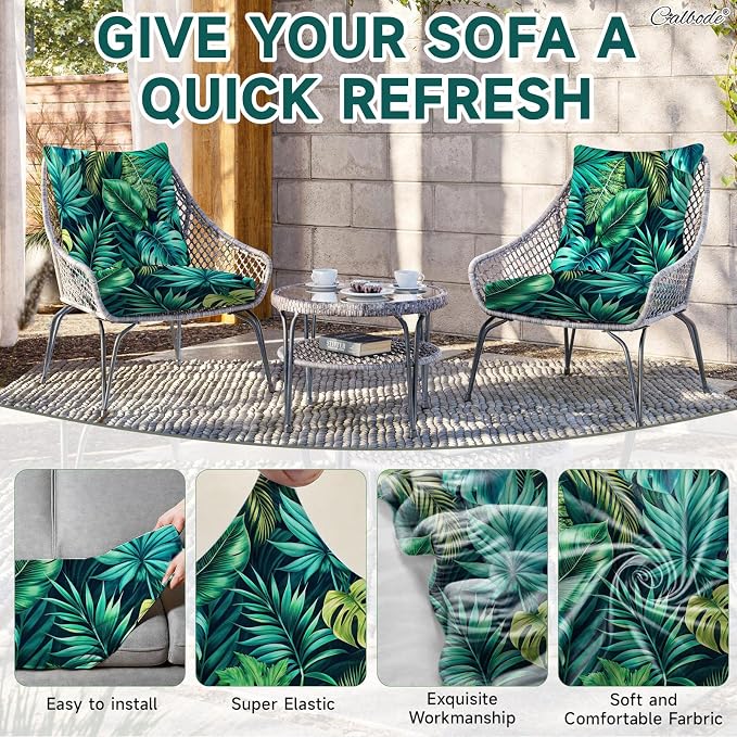 CALBODE Stretch Outdoor Seat Cushion Covers, Washable Reusable, Indoor/Outdoor - Image 4