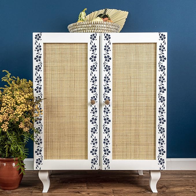 NAKLEO Painting Stencil for Crafts A5 5.9” x 8.3”, Flowers Mini Border Pattern, Reusable Plastic DIY & Scrapbooking Drawing Template, Decoupage Art Home Decor, Wall Wood Fabric Furniture