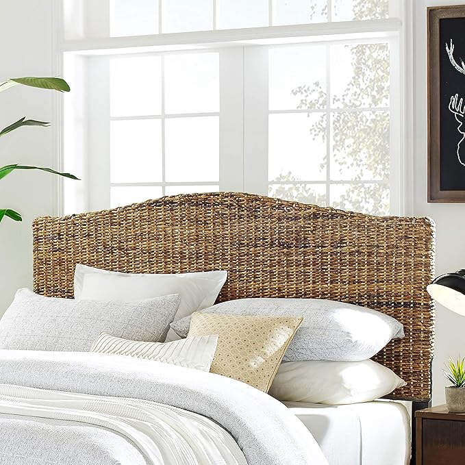 Crosley Furniture Serena Handwoven Natural Fiber Rattan Bed Headboard, Banana - Image 2