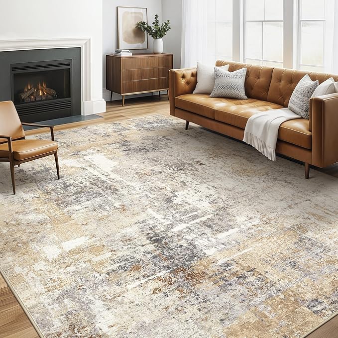 LOONGRUG 6x8 Area Rug Washable Neutral Modern Abstract Living Room Rugs | Soft by LOONGRUG
