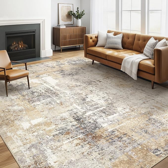 LOONGRUG 5x8 Area Rug Washable Neutral Modern Abstract Living Room Rugs | Soft by LOONGRUG