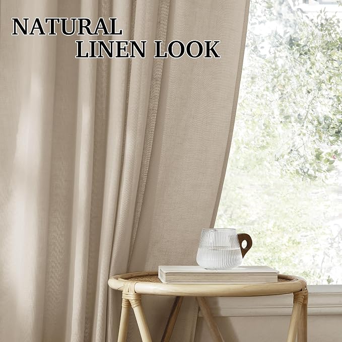 RYB HOME Linen Semi Sheer Curtains - Image 6