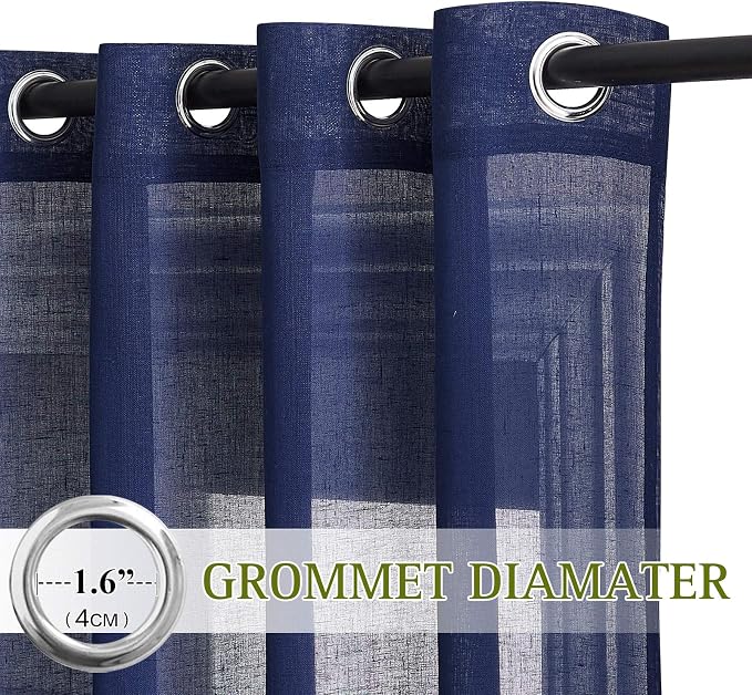 NICETOWN Linen Textured Sheer Bedroom Window Curtains, Grommet Semitransparent - Image 2