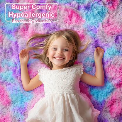 Rainbow Purple Rugs for Girls Bedoom 5x7 Ft, Fluffy Pastel Princess Carpet | - Image 8