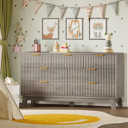 BORNOON Fluted 7 Drawer Dresser, 47.2" Wide Modern Boho Chest of Drawers - Image 7