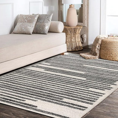 JONATHAN Y Khalil Modern Berber Stripe Cream/Black Indoor Area Rug, Contemporary - Image 6