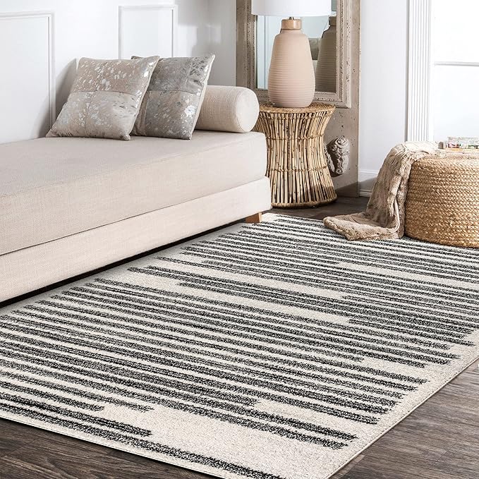 JONATHAN Y Khalil Modern Berber Stripe Cream/Black Indoor Area Rug, Contemporary - Image 6