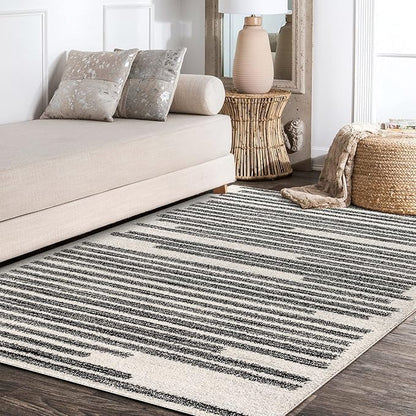 JONATHAN Y Khalil Modern Berber Stripe Cream/Black Indoor Area Rug, Contemporary - Image 6