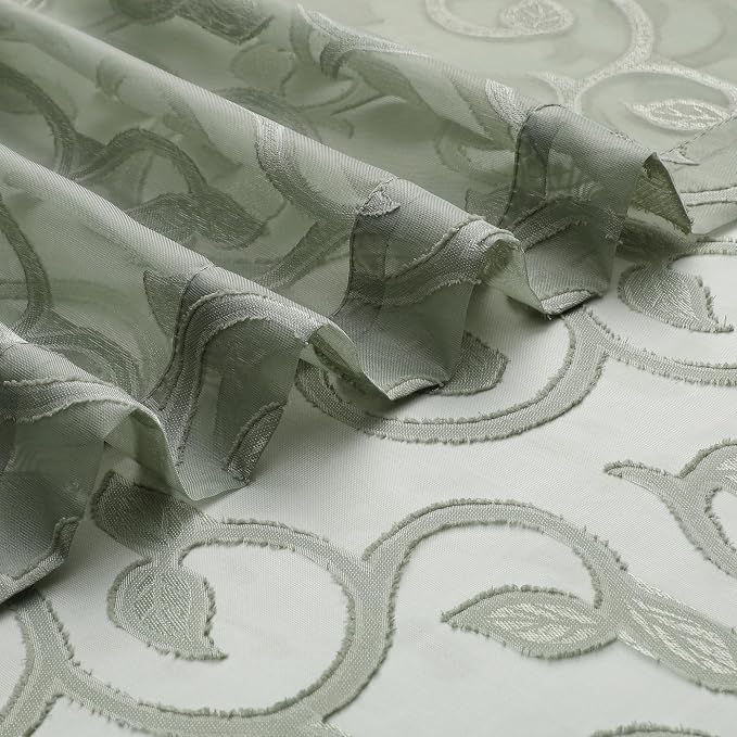 Furman Sheer Sage Green Curtains 90 inches Long - Image 4