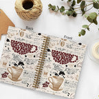 Coffee Spiral Notebook, Coffee Lover Gifts, Coffee Bean Notebook, Coffee Themed Journal Notebooks for School Work, Coffee House Office Supplies Gifts for Coffee Drinkers Women Men, 5.5x8.3Inch