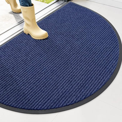OLANLY Half Circle Front Door Mat 47x30, Waterproof Heavy-Duty Doormat | Blue by OLANLY