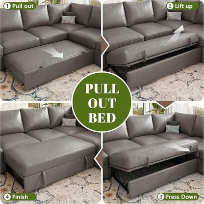 85 Inch Faux Leather Modular Sectional Sofa - Image 7
