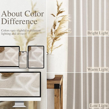 Pearl White Linen Curtains for Living Room 72 Inches Long Luxury Light - Image 3