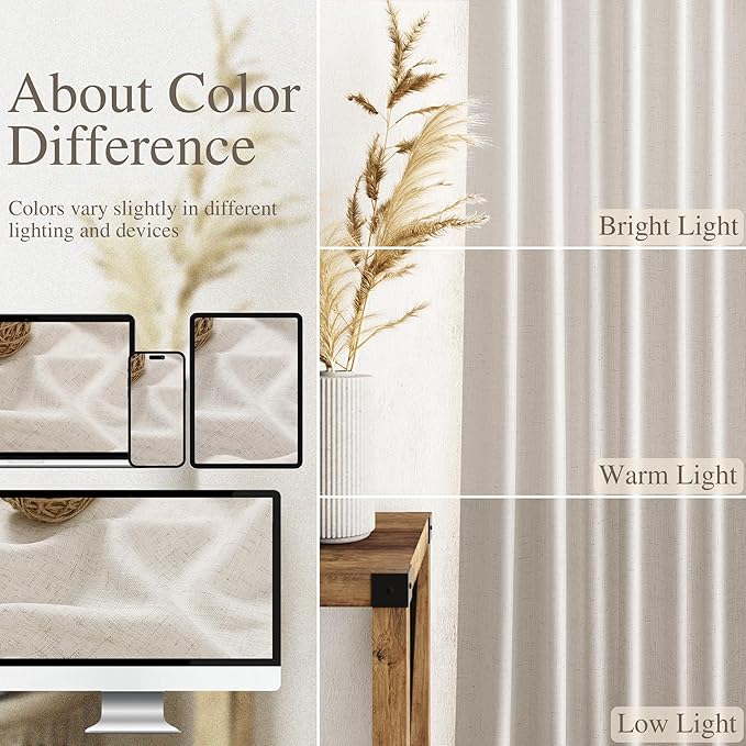 Pearl White Linen Curtains 84 Inches Long - Image 3