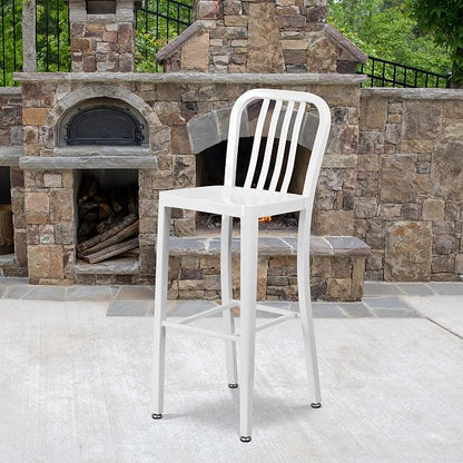Flash Furniture Commercial Grade 30" High White Metal Indoor-Outdoor Barstool - Image 2