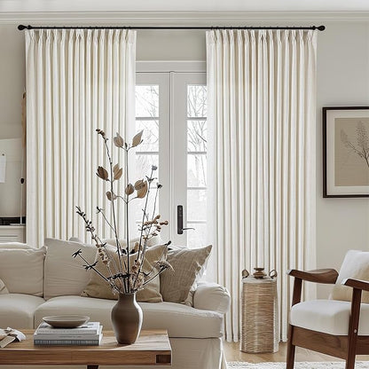 Natural Extra Wide Pinch Pleat 100 x 102 Inch Linen Curtains | Cream Ivory - Image 6