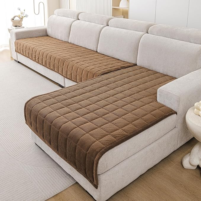 Velvet Couch Covers for Sectional Sofa Washable, Non-Slip L Shaped Sectional - Image 3