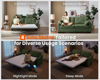 Queen Size Pull Out Sleeper Sofa Bed, 2-in-1 Convertible Corduroy Pull Out - Image 4