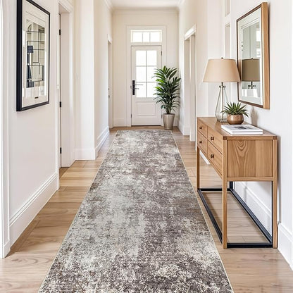 4x12 Ft Hallway Runner Rug, Non-Slip Washable | Soft low-pile texture. Modern - Image 3