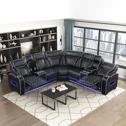 Lexicon 118" Power Reclining Sectional Sofa, Wall Hugger, 2 Recliner Seats - Image 12