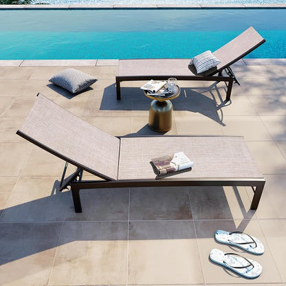 Crestlive Products Lounge Chair Outdoor Set of 2, Metal Pool Chaise Lounge - Image 9