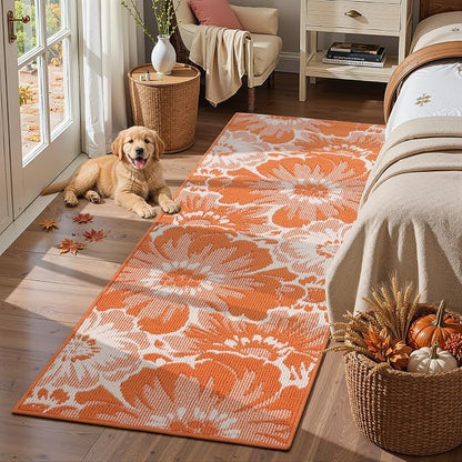 Findosom Fall Runner Rug 2x6, Non Slip High-Low Textured Floral Washable Runner - Image 5