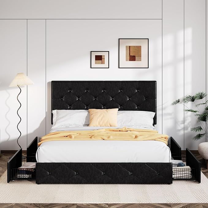 Allewie Upholstered Queen Size Platform Bed Frame - Image 3
