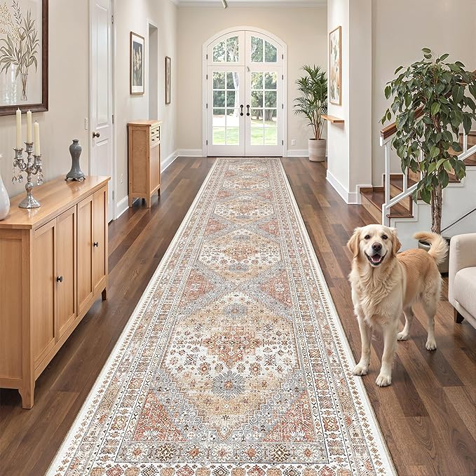 2'6 x 14' Runner Rug Non Slip, Washable Kitchen Rugs, Living Room, Extra Long by Zesthome