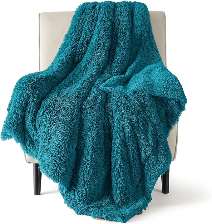 Bedsure GentleSoft Fluffy Turquoise Teal Throw Blanket, Teal Decor Cozy Gifts by Unknown