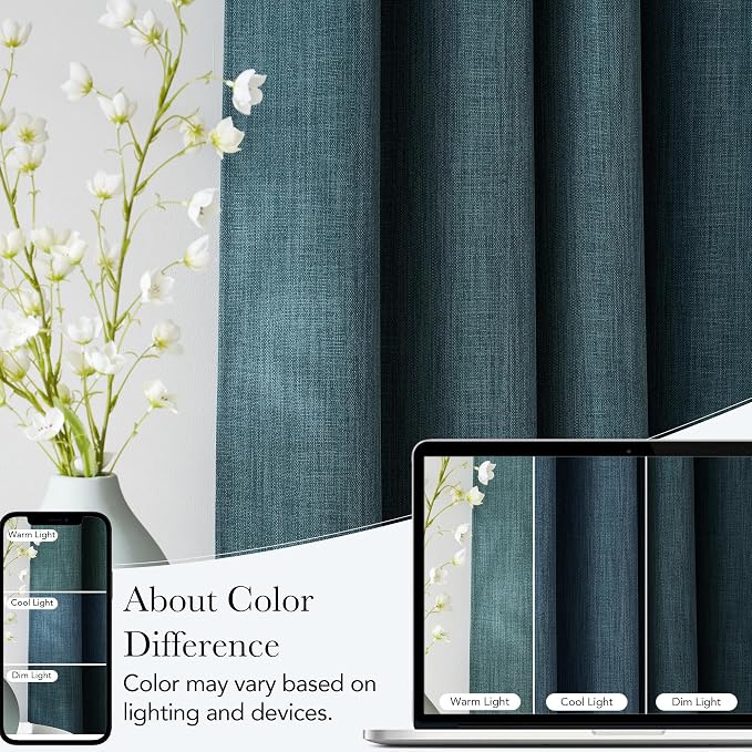 NICETOWN Greyish Blue Room Darkening Rod Pocket Curtains 63 inch Length - Image 5
