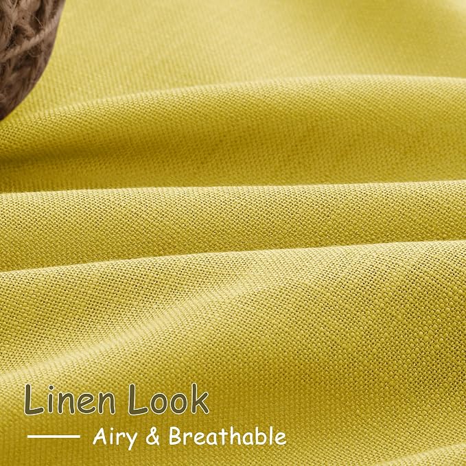 Celery Yellow Linen Curtains 84 Inch Length 2 Panels Set - Image 5