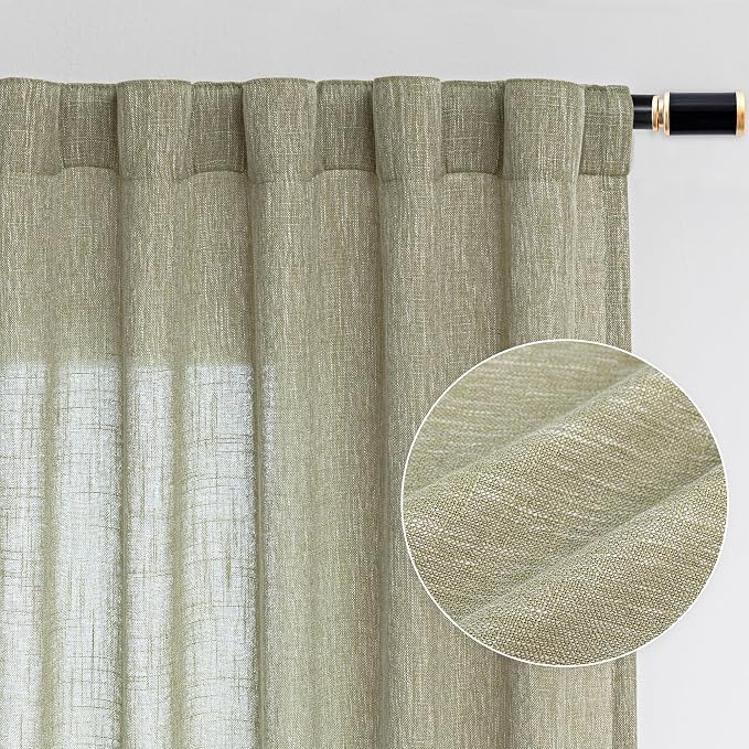 MYSKY HOME Patio Sage Curtains for Sliding Door, Living Room Curtains & Drapes by MYSKYHOME
