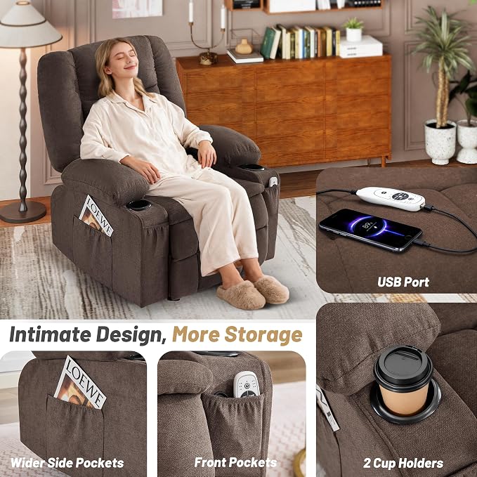 Rocker Recliner Chair with Massage and Heat, Nursery Rocking Chairs - Image 8
