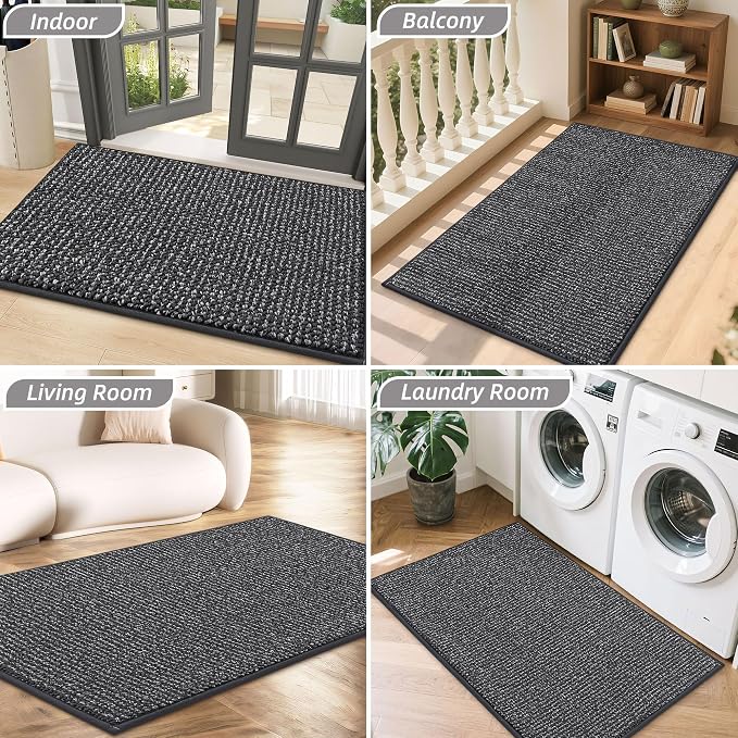 BEQHAUSE Dirt Trapper Door Mat 20"x32", Non-Slip Washable Doormat, Charcoal | - Image 8