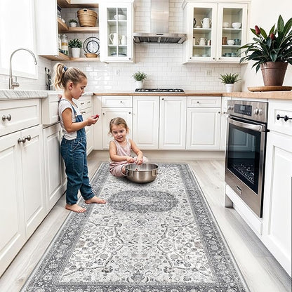 Hallway 4x8 Washable Runner Rug: Oriental Stain Resistant Entryway Kitchen Rug by HYHAOYUNLAI
