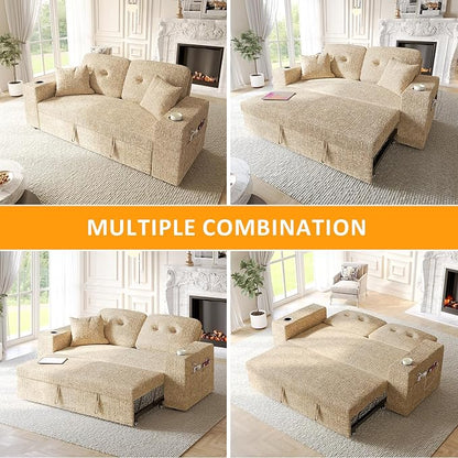 63 Inch Sleeper Sofa Bed, 3 in 1 Pull Out Couch Bed - Image 6