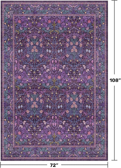 Plum Purple Floral Area Rug 6x9 - Image 2