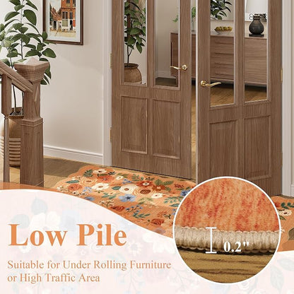 DUKINO 2x3 Rugs for Entryway, Floral Door Mat Washable Kitchen Rugs, Low Pile - Image 9