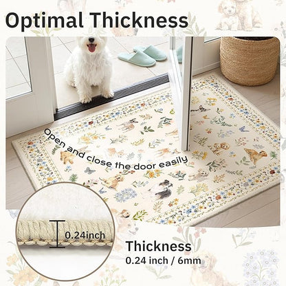 Soalmost 2x3 Dog Rugs for Entryway, Washable Door Mat Animal Soft Rug Beige | - Image 5