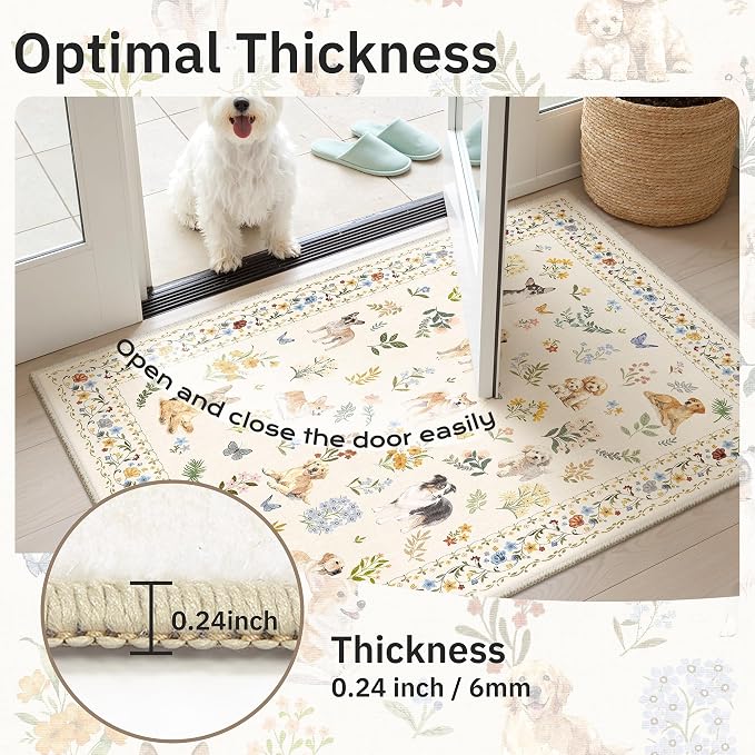 Soalmost Dog 9x12 Area Rugs for Living Room, Washable Animal Soft Rug Beige | - Image 9