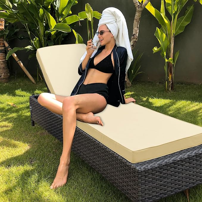 Chaise Lounge Cushion Outdoor, Waterproof and Stain-Resistant Lounge Deck - Image 6