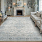 9x12 Light Blue Retro Floral Washable Area Rug by HUGEAR