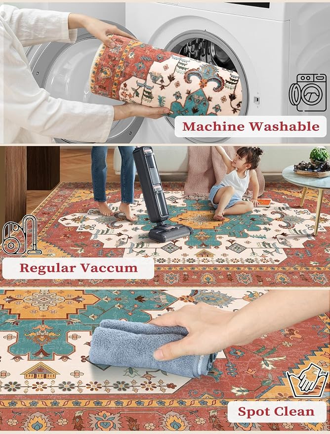 SERISSA 2'6"x10' Washable Non Slip Boho Runner Rug - Image 2