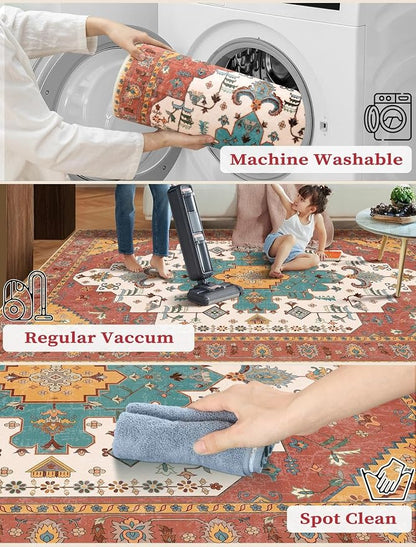 SERISSA 2'6"x10' Washable Non Slip Boho Runner Rug - Image 2